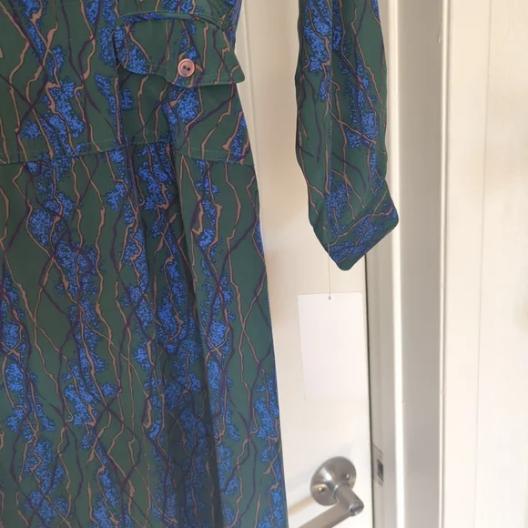 Vintage Green and Blue Silk Dress - Picture 5 of 7